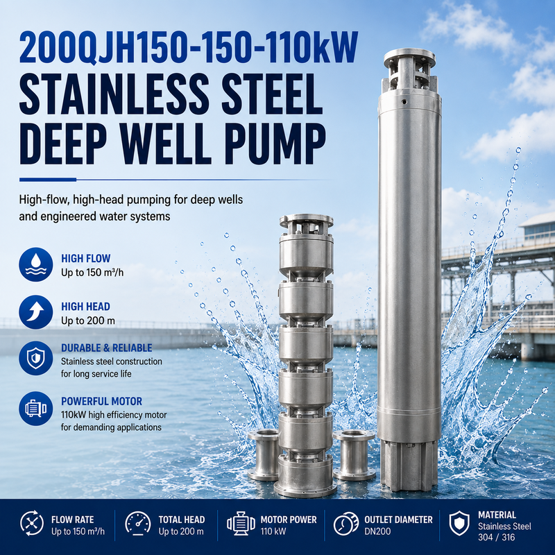200QJH150-150-110кВт погружной насос для глубоких скважин из нержавеющей стали, высокопроизводительный, с высоким напором для глубоких скважин и инженерных систем водоснабжения